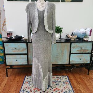 LILLIE RUBIN Vintage Bronze Metallic Maxi Evening Dress & Jacket